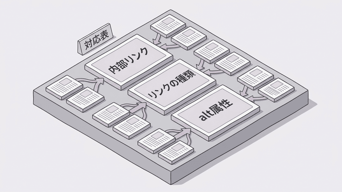 サイト全体で揃えるアンカーテキストの対応表の図
