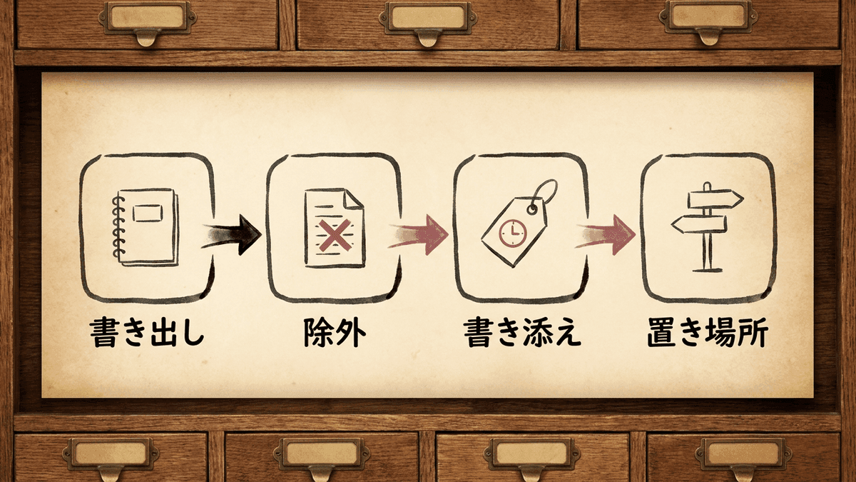権威性を示す情報を載せる前の4つの手順の流れ図
