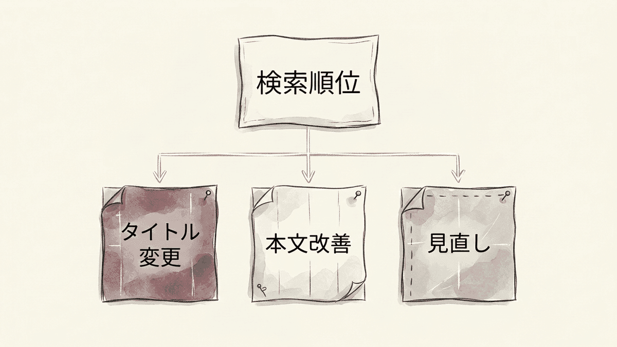 検索順位に応じたタイトル見直しの判断フロー