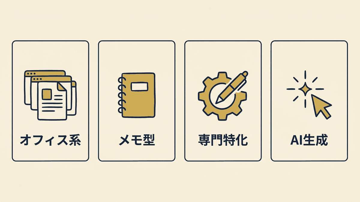文章作成アプリの4タイプ分類