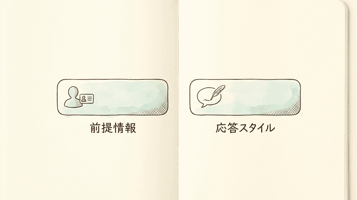 カスタムインストラクションの2つの入力欄の役割を左右で示した図