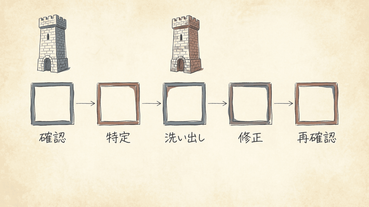 h1の確認から修正までの流れ図