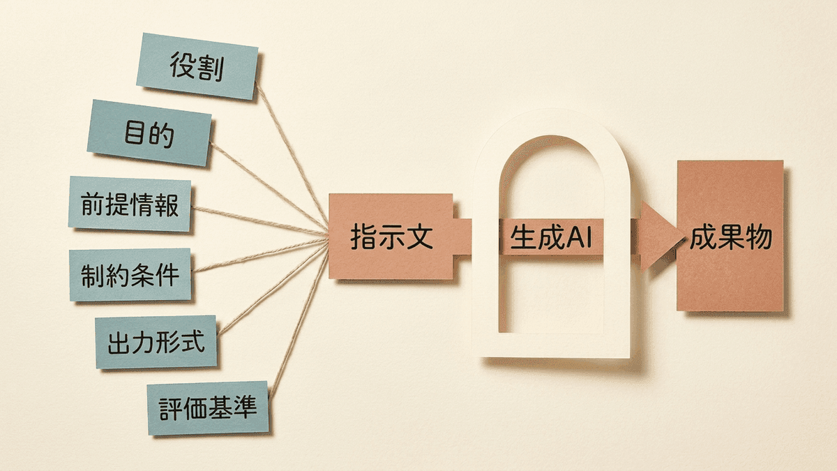 プロンプトを構成する6つの要素の関係図