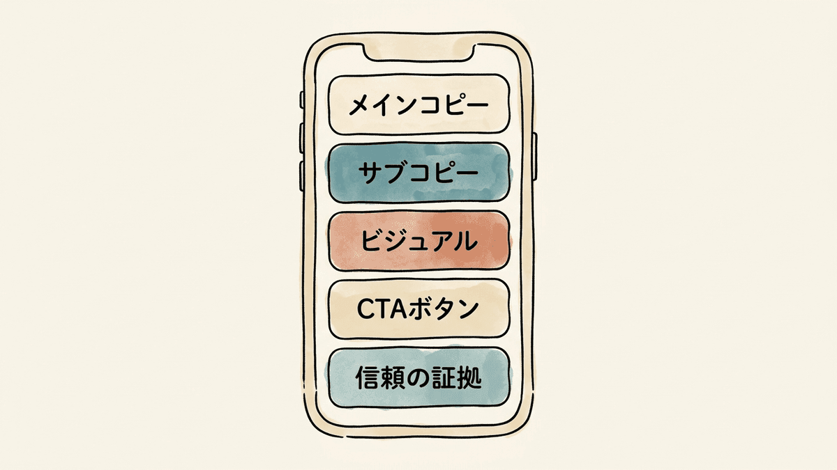 LPのファーストビューを構成する5つの要素の配置図