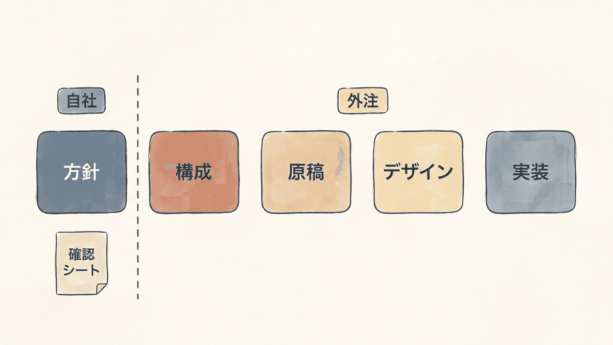 外注に出す工程と自社に残す工程の線引き図