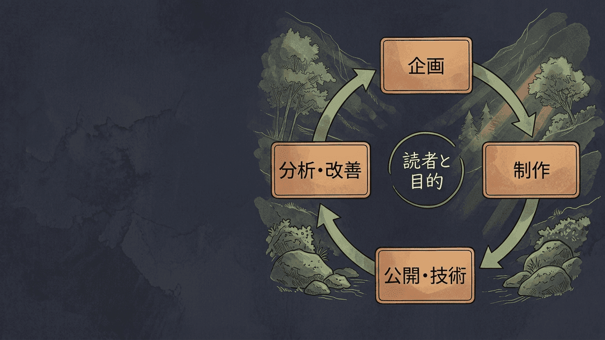 メディア運営の4領域と担当範囲を示した図
