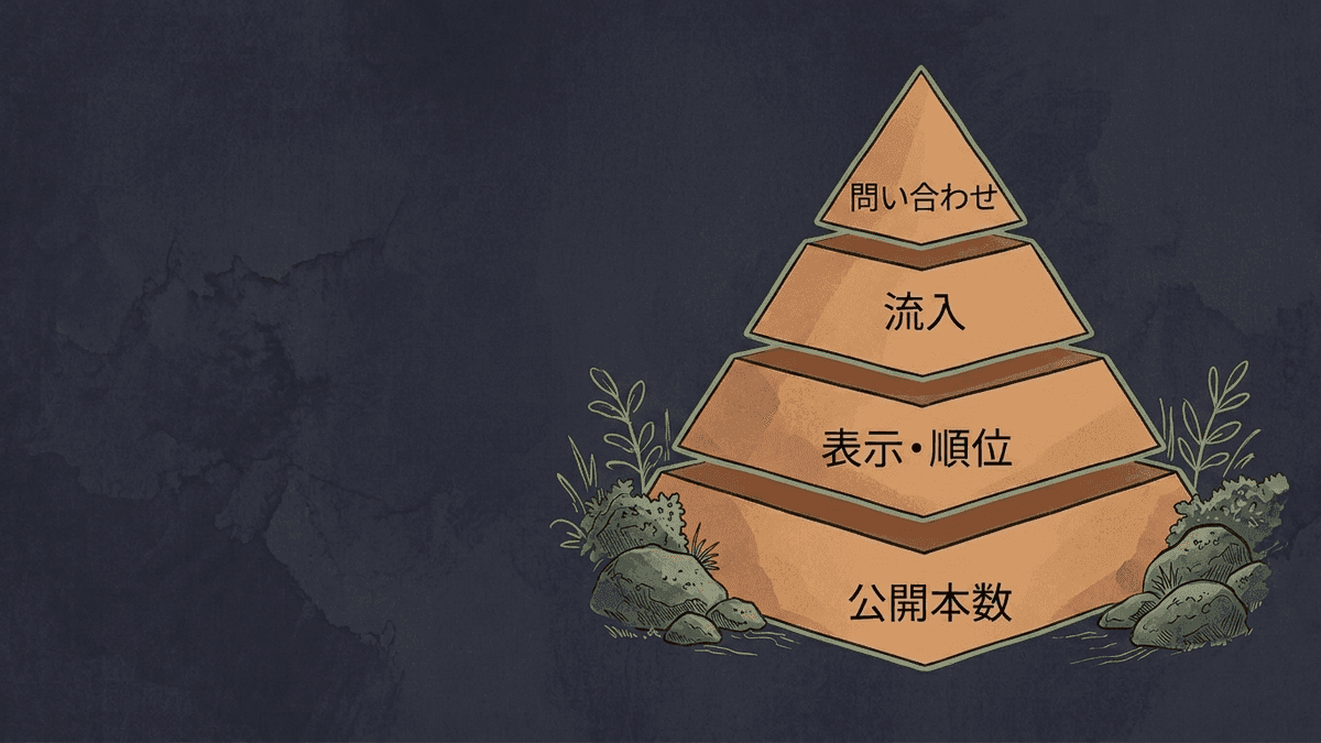 メディア運営の指標を4層に分けた図