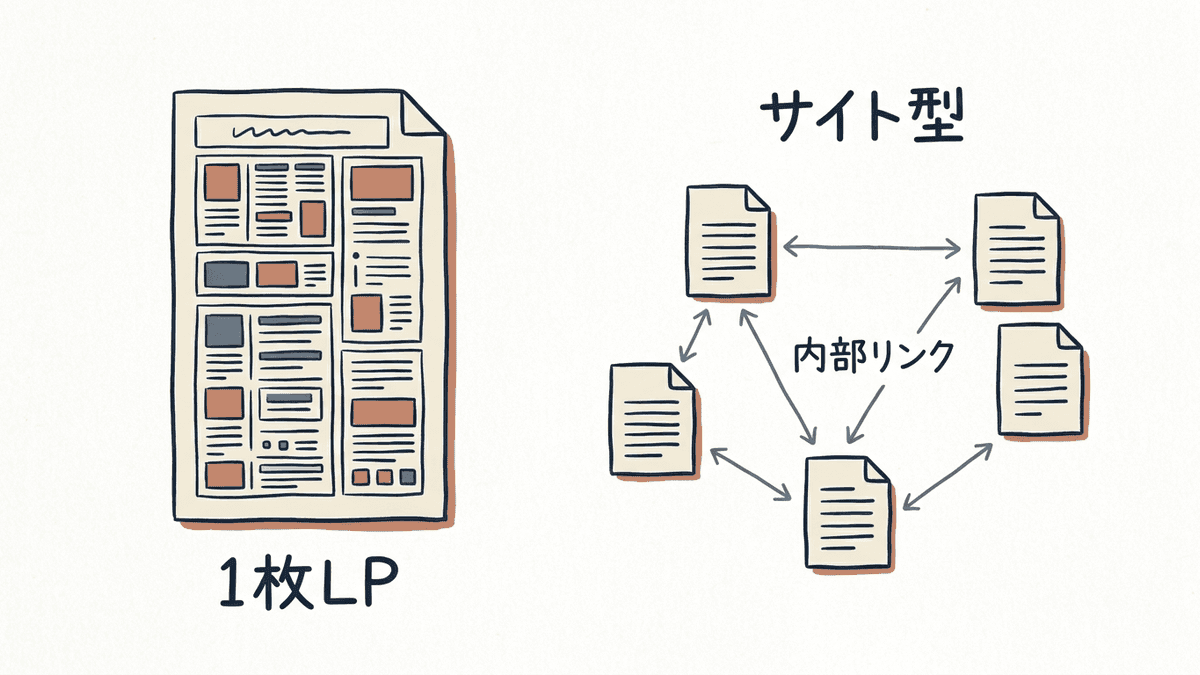 1枚完結のLPとサイト型のLPの構造の違い