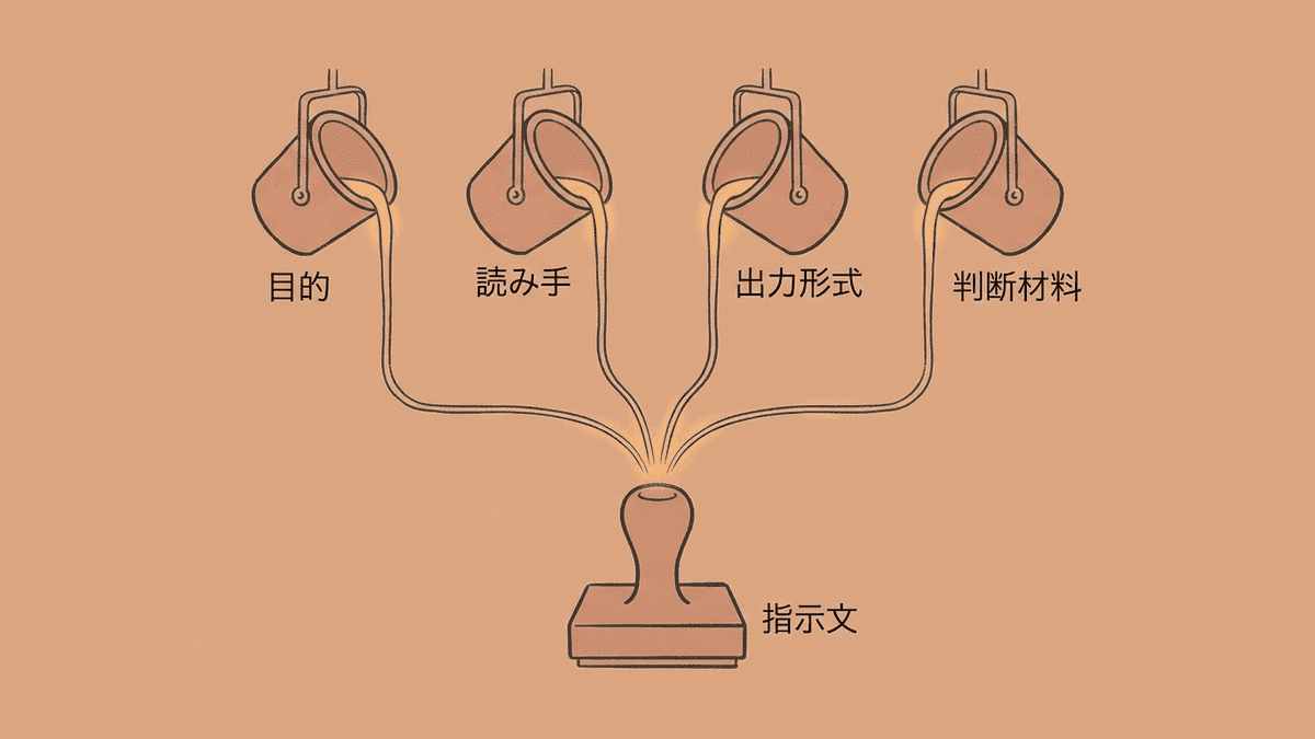 プロンプトに必要な4つの要素の図解