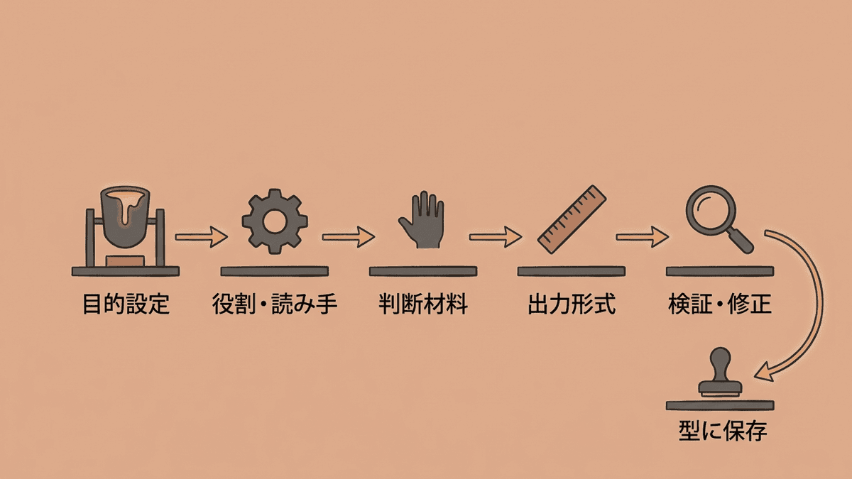 プロンプト作成5ステップの流れ図