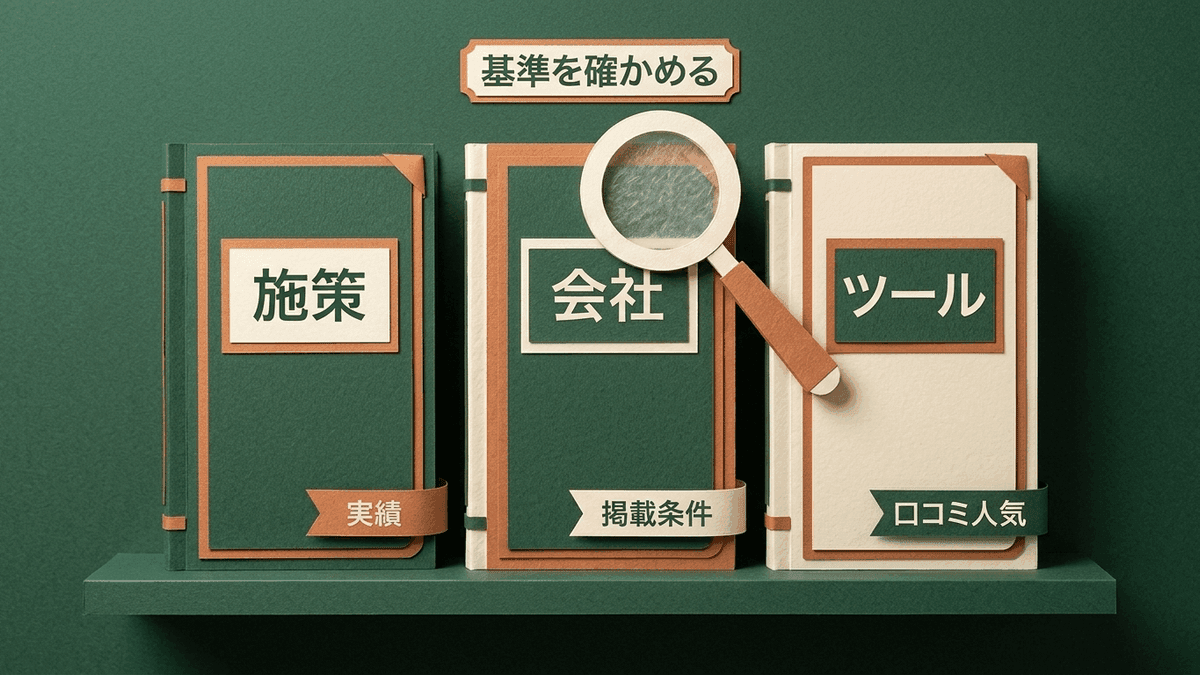 SEO対策のランキング3種類と、それぞれの順位を決める基準を並べた図