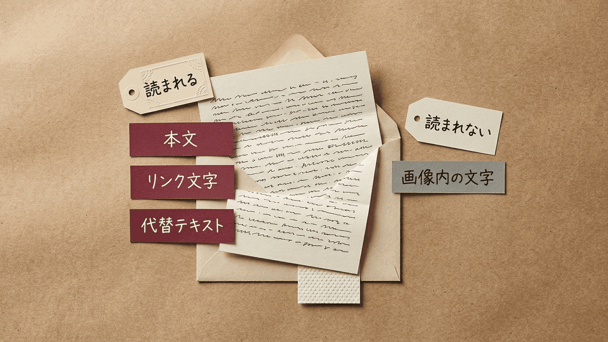 SEOのテキストが置かれる4つの場所を整理した図