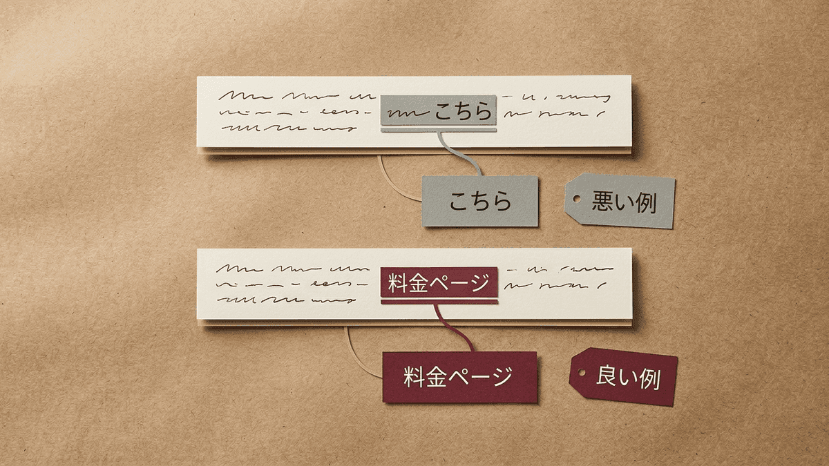 良いアンカーテキストと避けたいアンカーテキストを対比した図