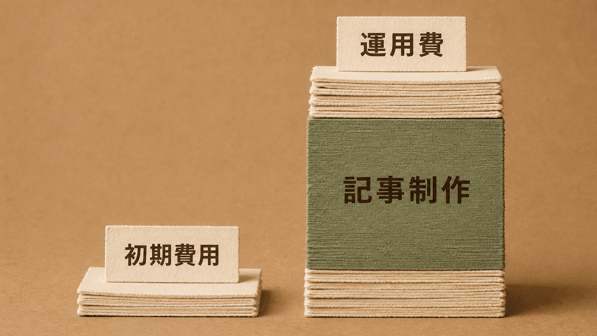 WordPressオウンドメディアの費用構造を初期と運用に分けた図