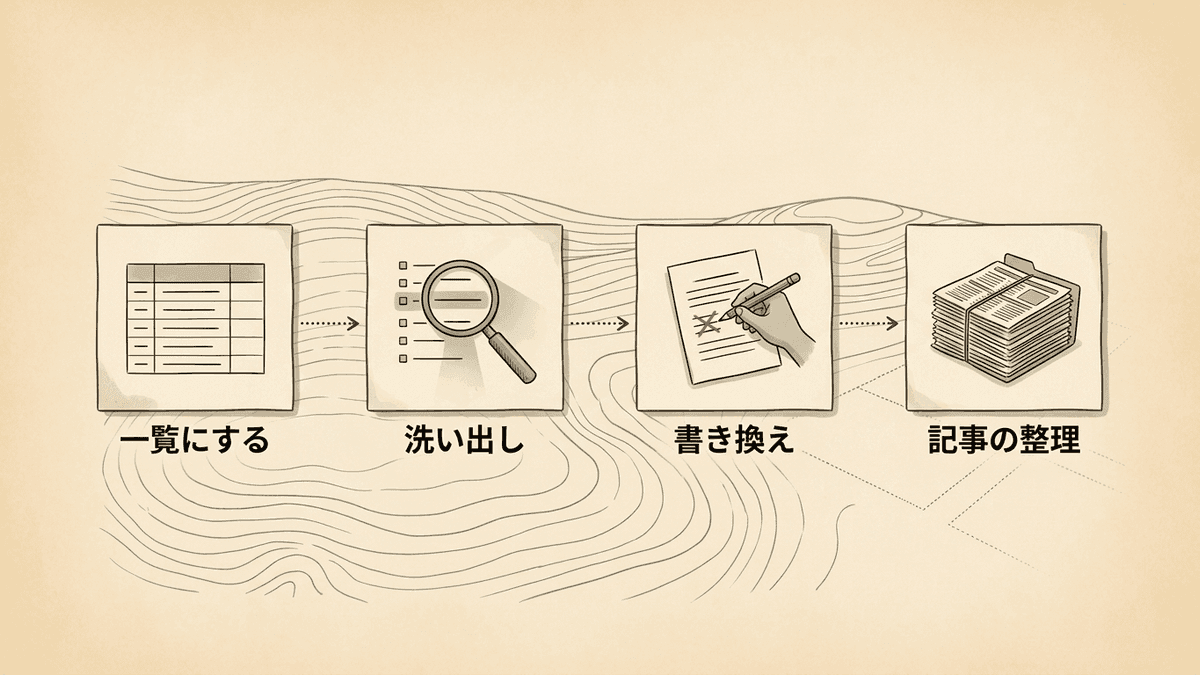 税制改正のときに記事を見直す流れの図