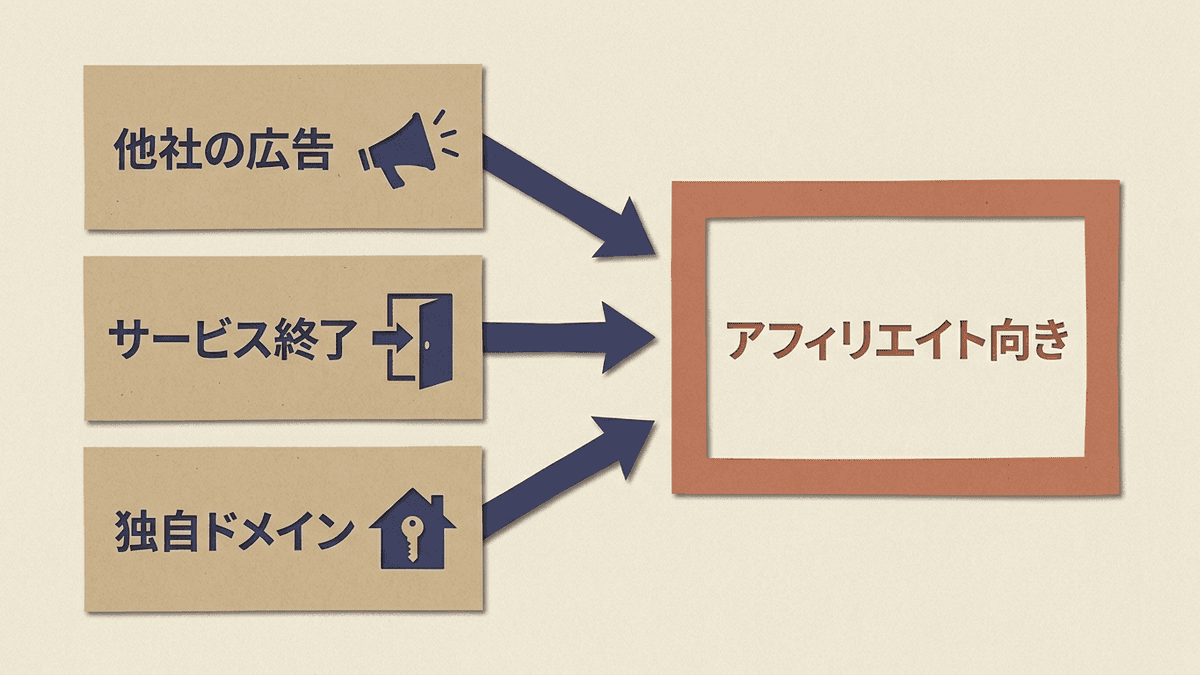 アフィリエイトのブログを選ぶ3つの確認点を示す図