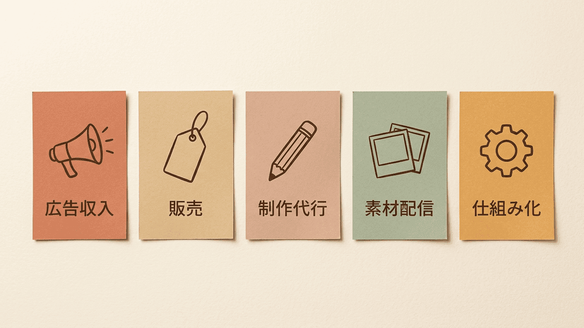 AIコンテンツ収益化の5つの型を整理した図