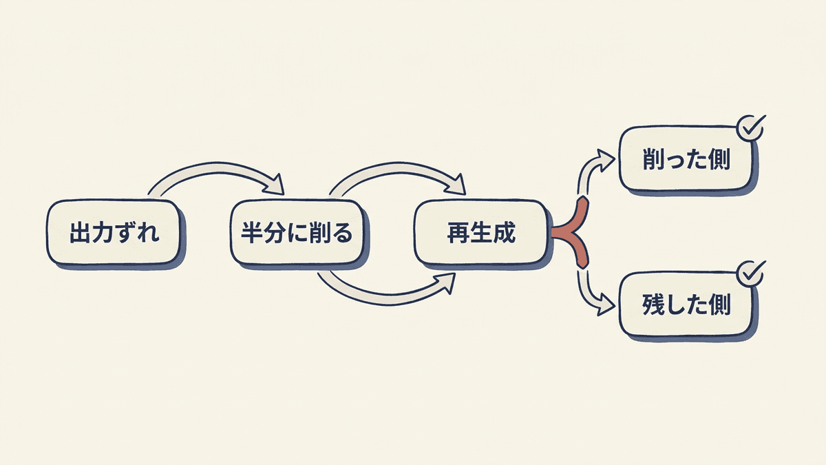 出力がずれたときに原因を切り分ける手順のフロー図