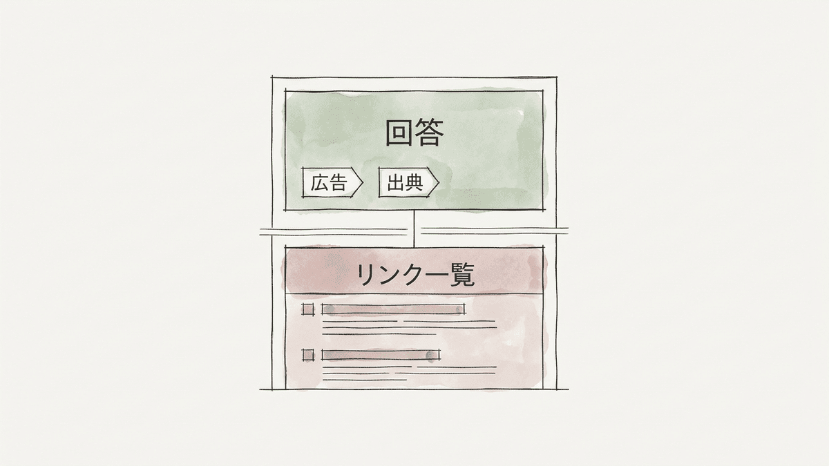 AI Overviewの検索画面の構造図