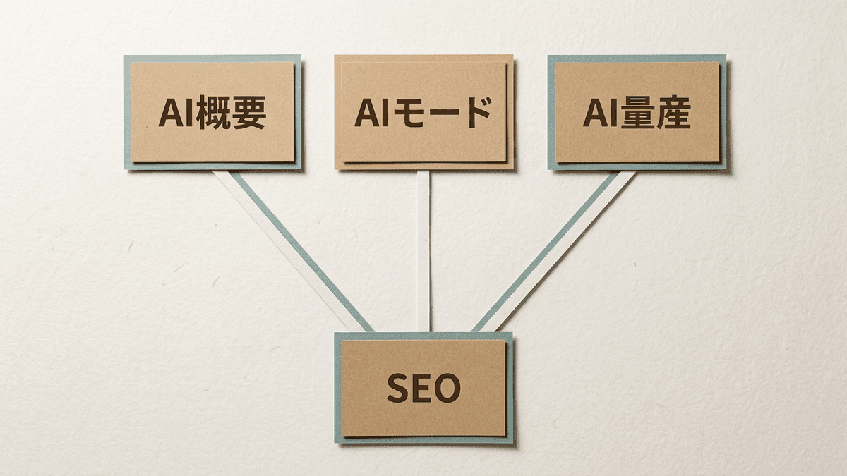 AIがSEOに影響する3つの震源の図解