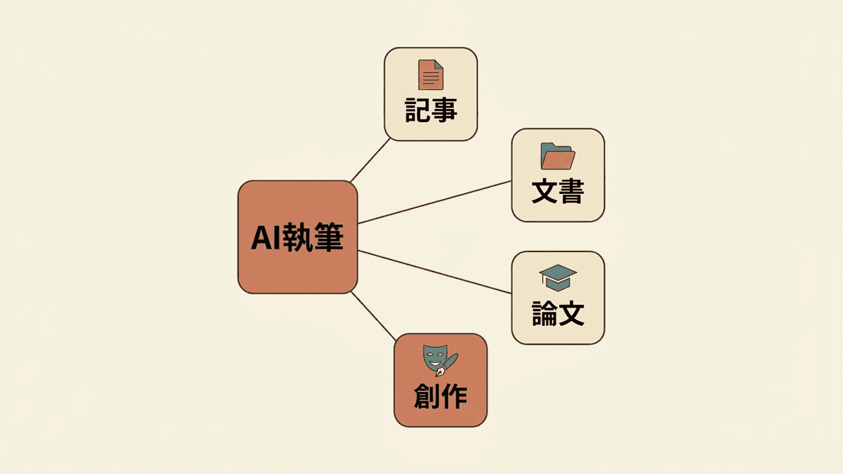 AI執筆が使われている用途の広がりを整理した図