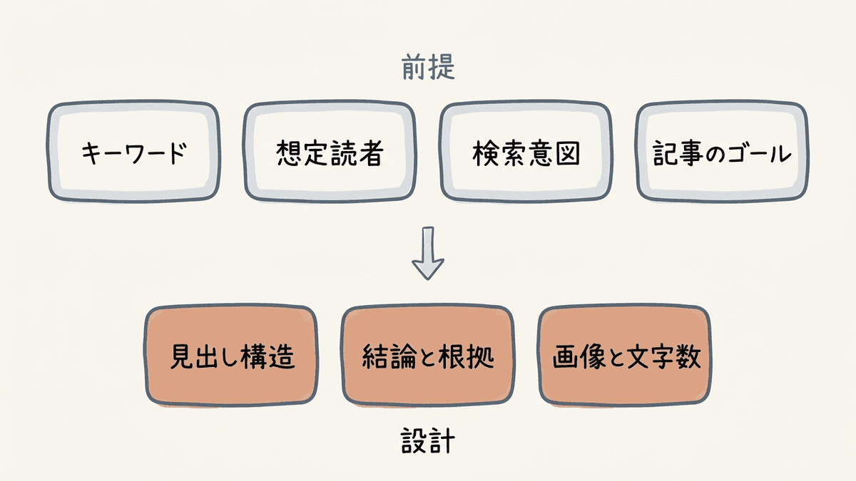 記事構成に入れる7つの要素の構造図