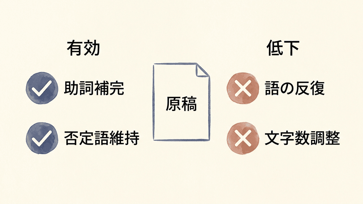 BERT以降に有効な書き方と効きが落ちた作業の対比図