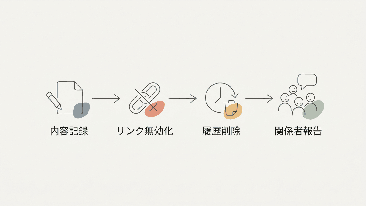 機密を入力してしまった後の対応フロー図
