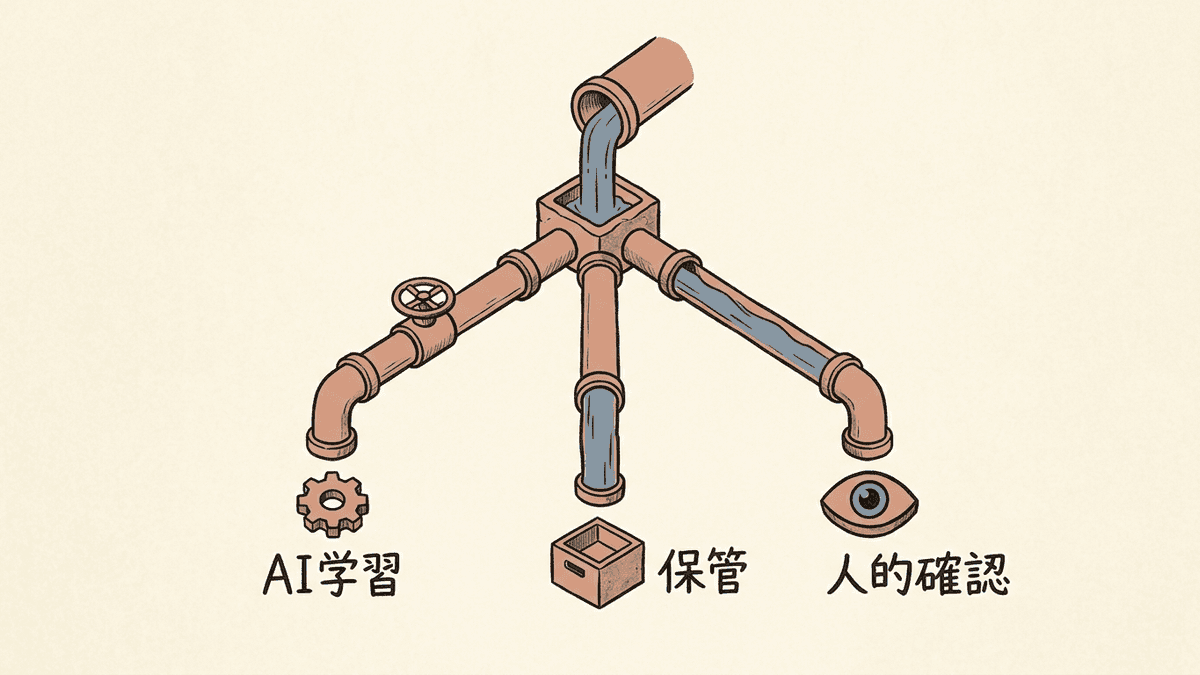 ChatGPTに入力した情報がたどる3つの経路の図