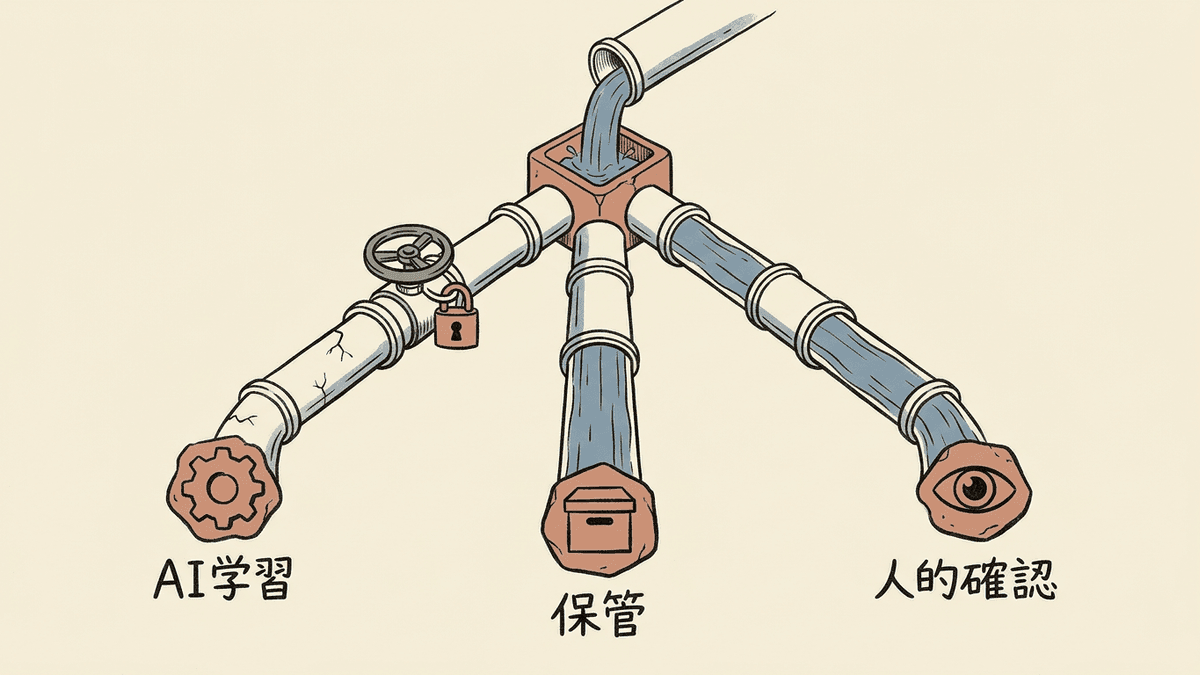 学習をオフにしても残る3つの経路を示す図