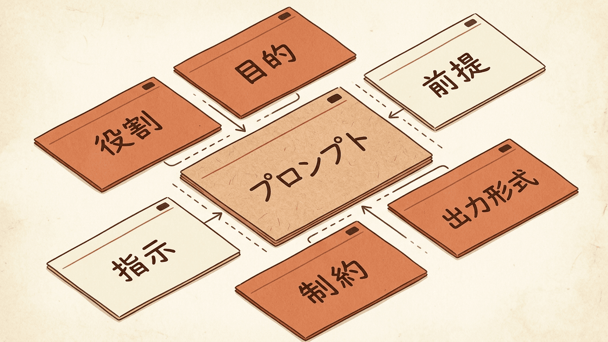 プロンプトを構成する6つの欄の関係を示す構造図