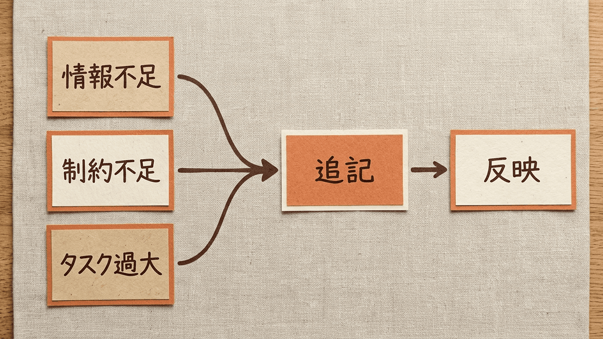 答えがずれたときに原因を切り分けて指示を直す流れを示したフローチャート
