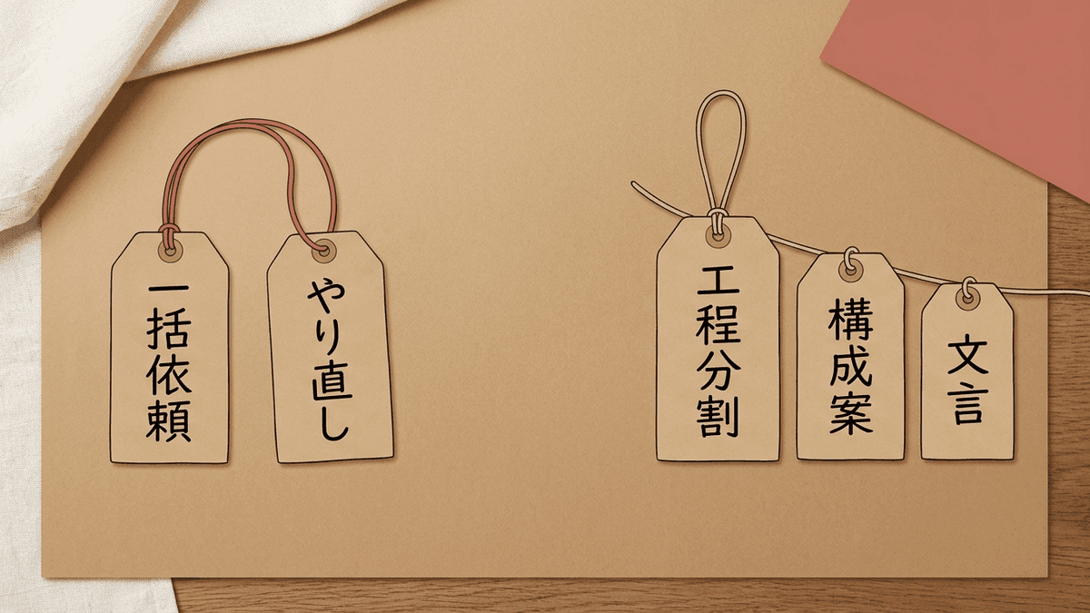 一括依頼と工程分割の違いを比較した図