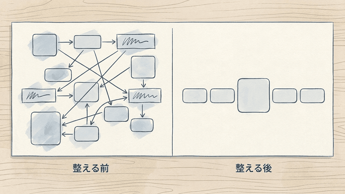 レイアウトを整える前と後の図の比較