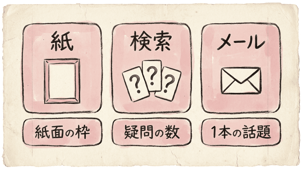 3種類のコラムで文字数を決めるものの違い