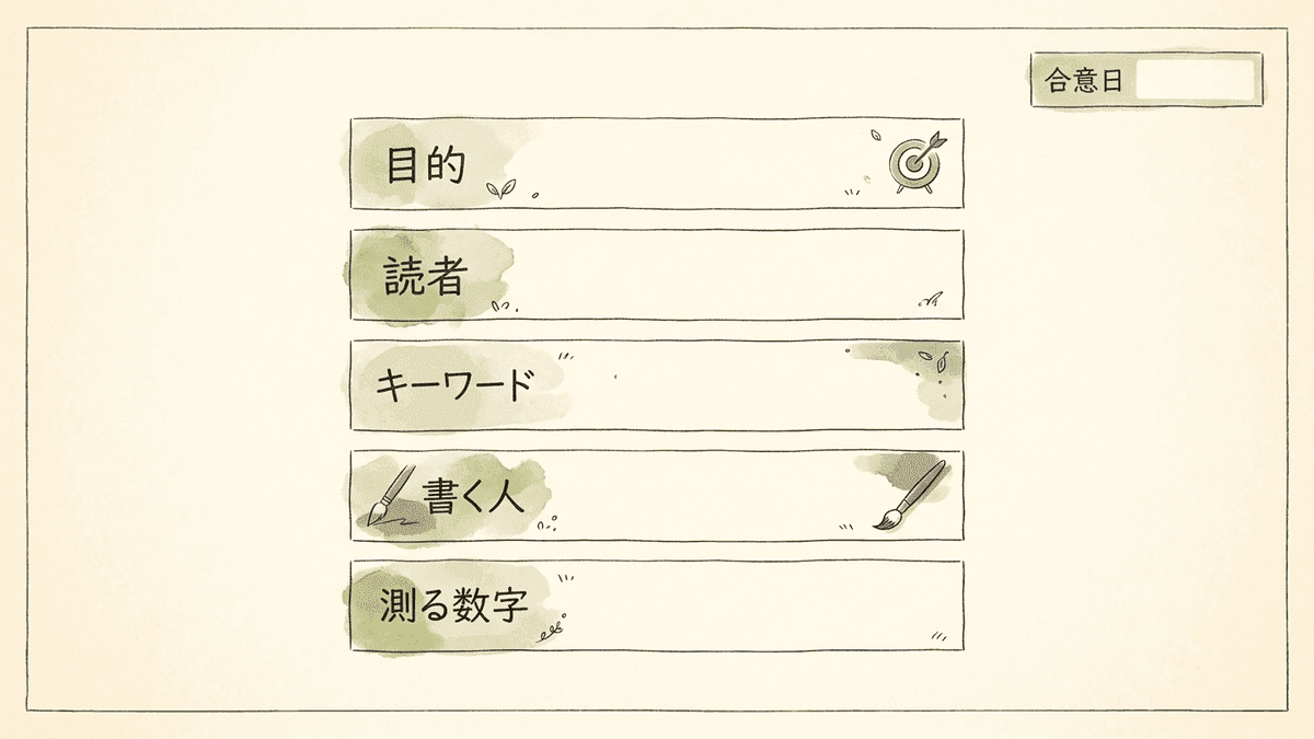 5つの項目を1枚にまとめたシートの図