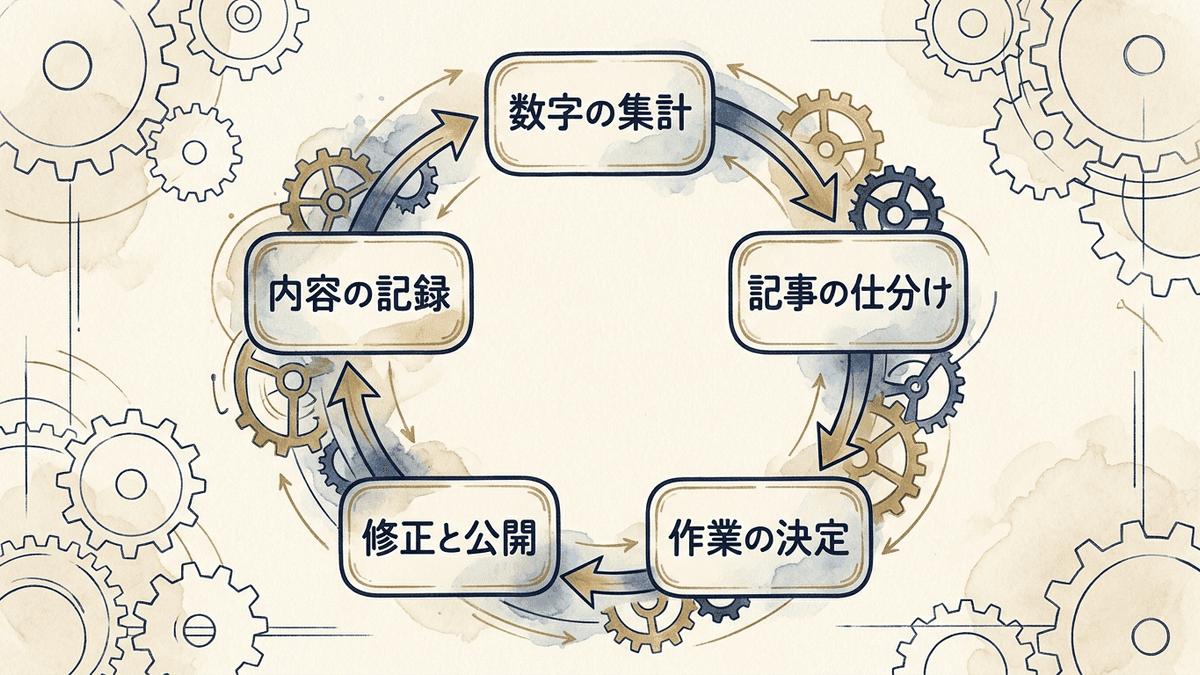 毎月の運用の5つの手順が円を描いて繰り返される図
