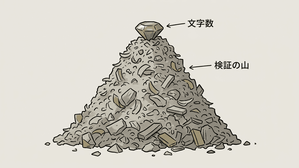 コピーライティングの費用が文字数ではなく意思決定の量で決まることを示した図