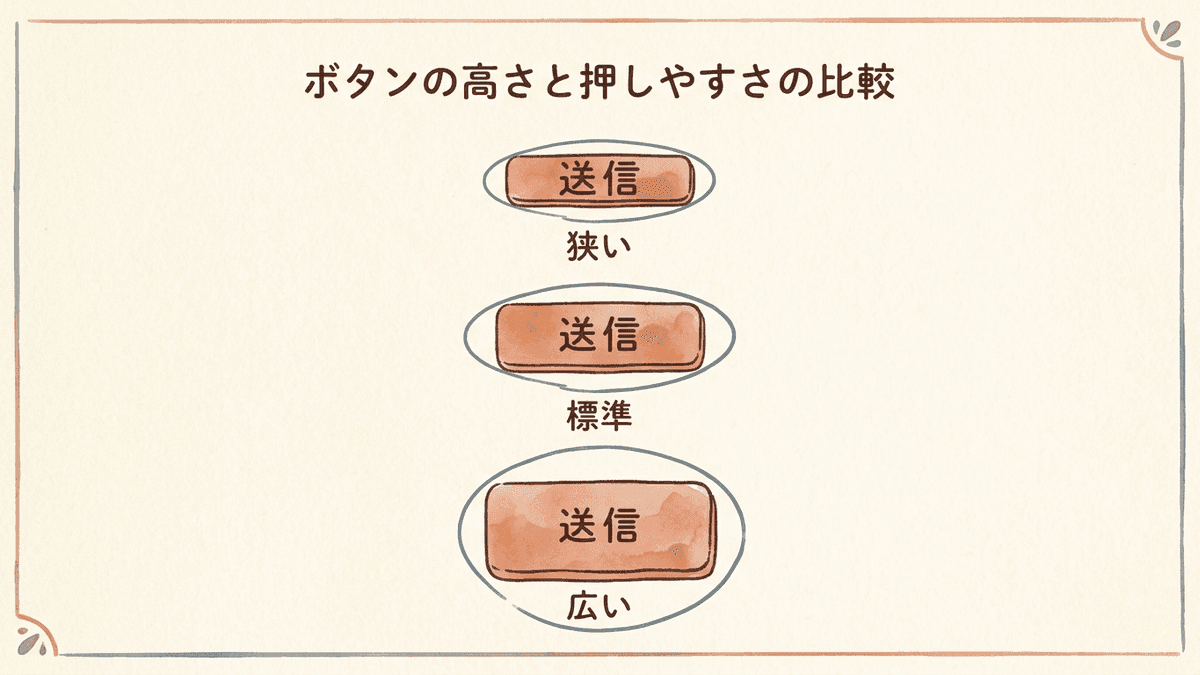 タップ領域の大きさによる押しやすさの違い