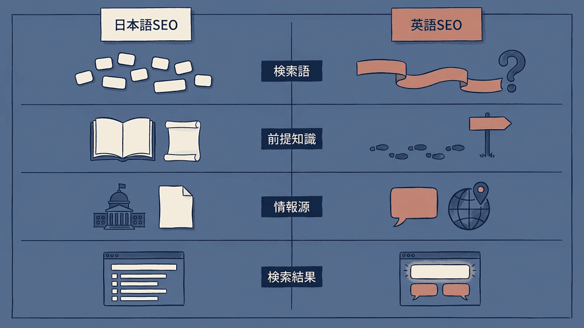 日本語SEOと英語SEOで実務が変わる4つの点