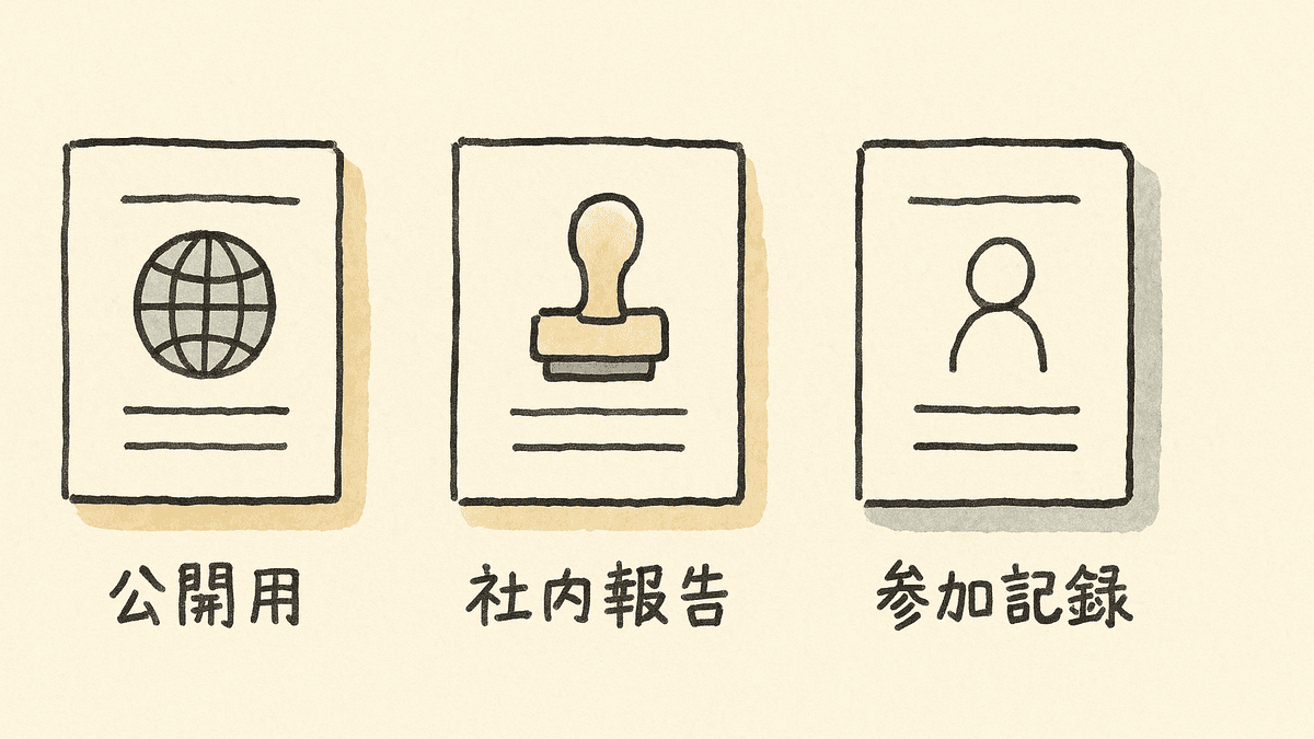 イベントレポートの3類型と読み手の違いを整理した図