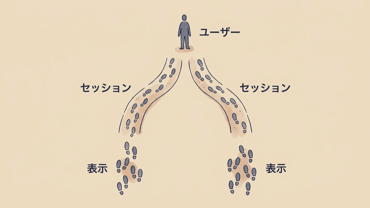 ユーザー数とセッション数と表示回数の関係