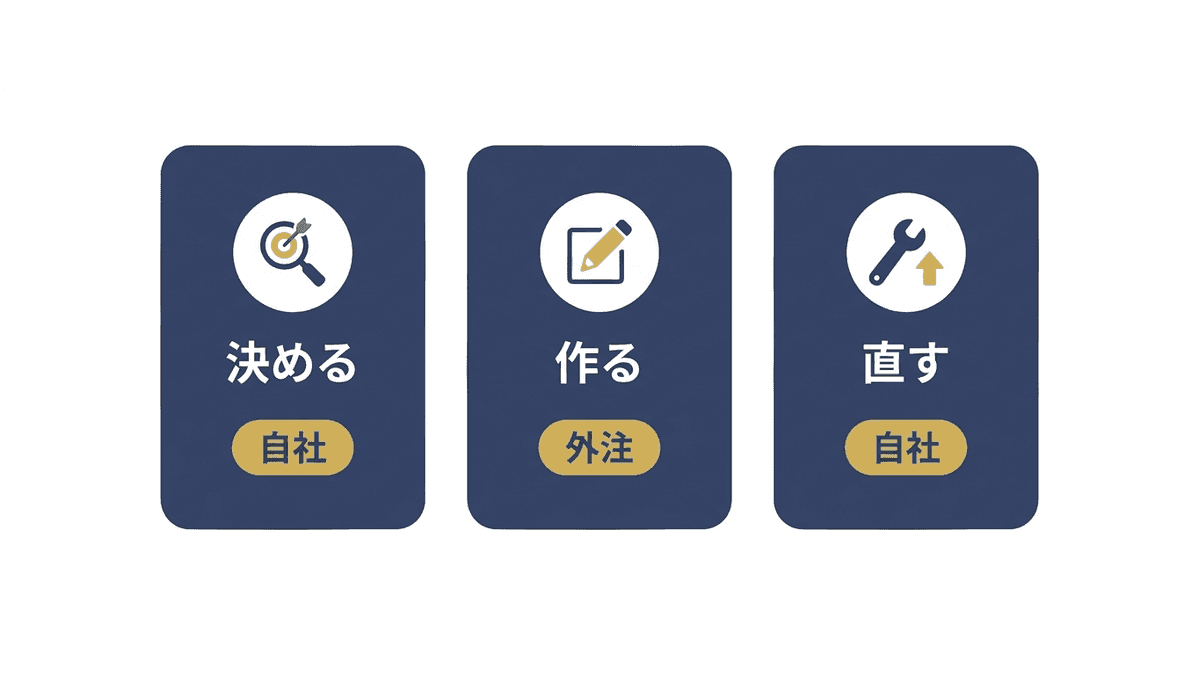 SEO費用を決める3つの工程の担当表