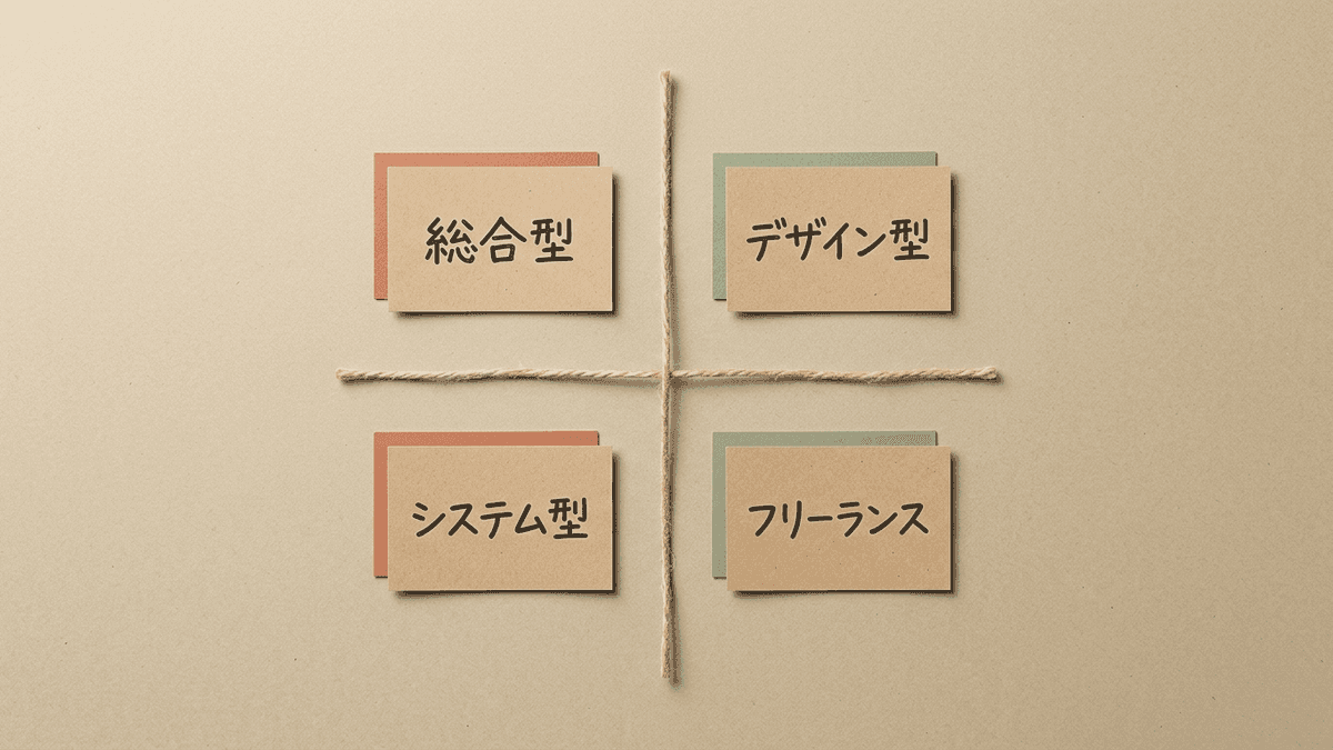 制作会社の主なタイプと得意領域のマップ