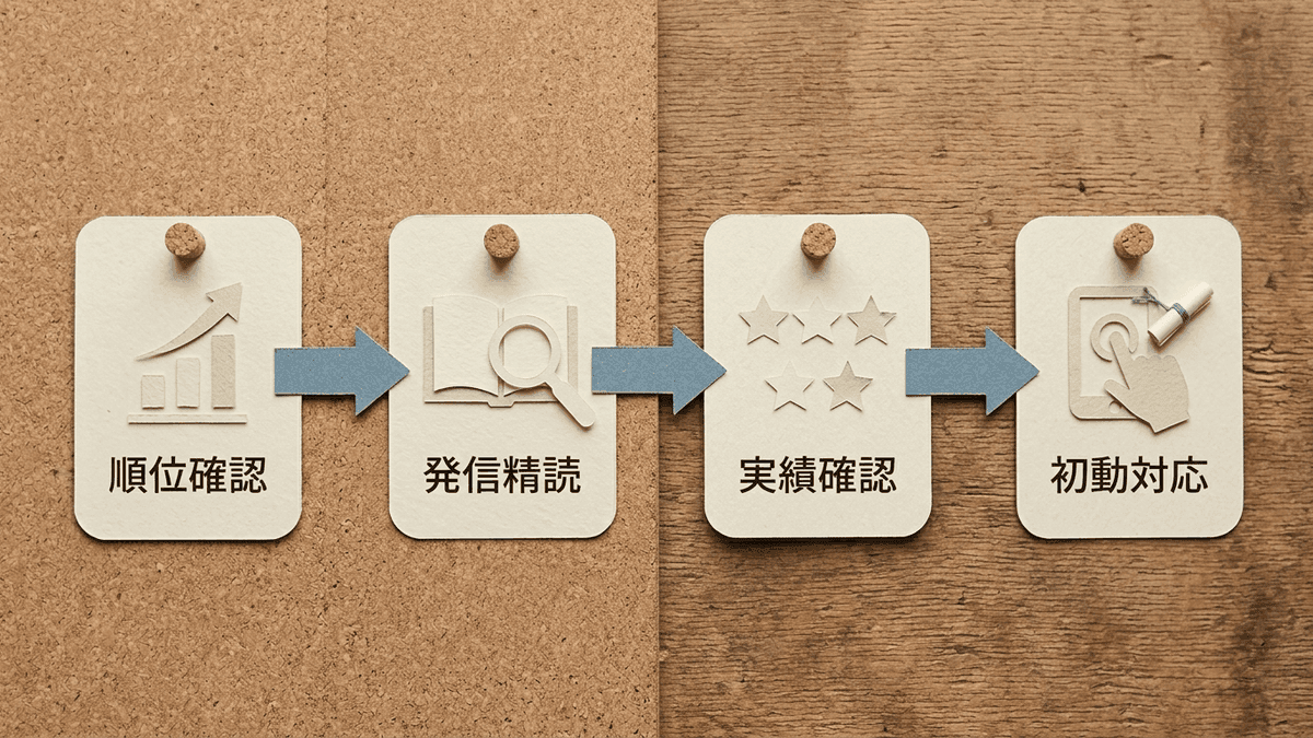 契約前に自分でSEO会社を検証する4つの手順を示したフロー図