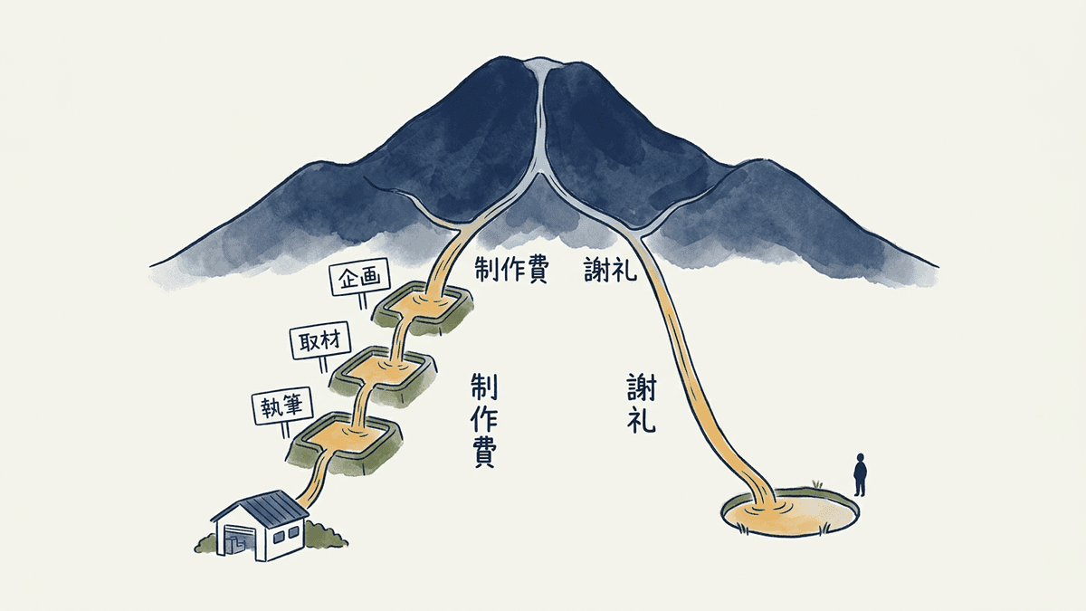 取材費用の二つの流れを示した図解
