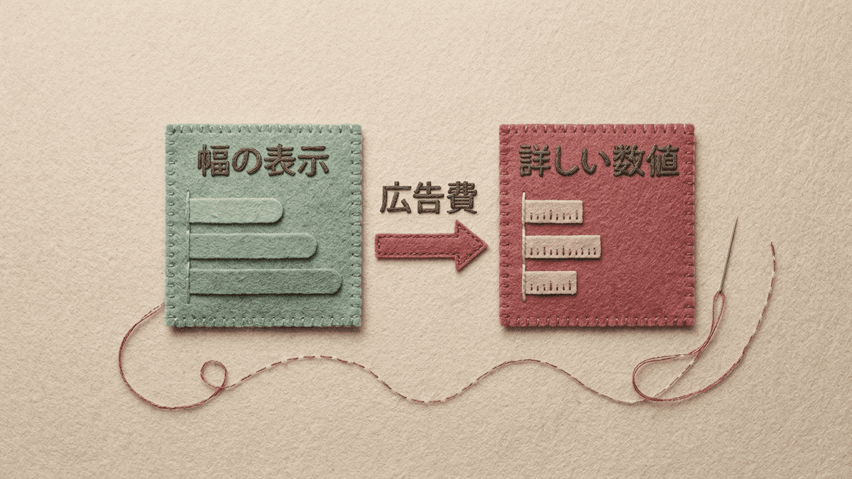 検索ボリュームの幅の表示と詳しい表示を並べた比較図