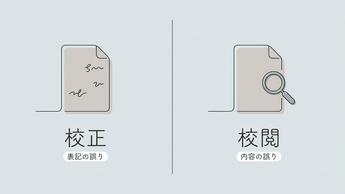 校正と校閲の違いを示した図