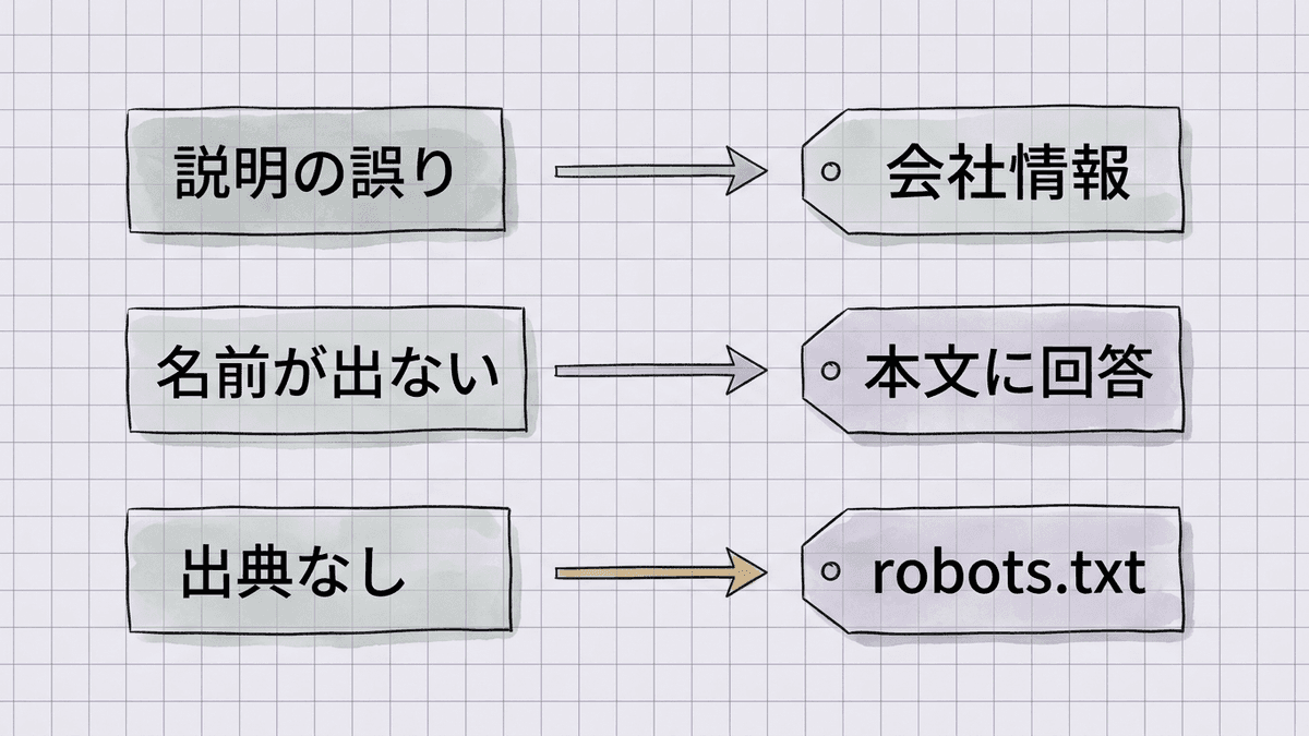 記録表の結果を3つに分け、それぞれに先に手を付ける施策をつないだ図