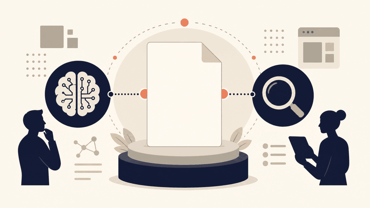 llms.txtというテキストファイルと、AI・検索を象徴するアイコンを組み合わせ、AI検索対策における位置づけを表したアイキャッチ